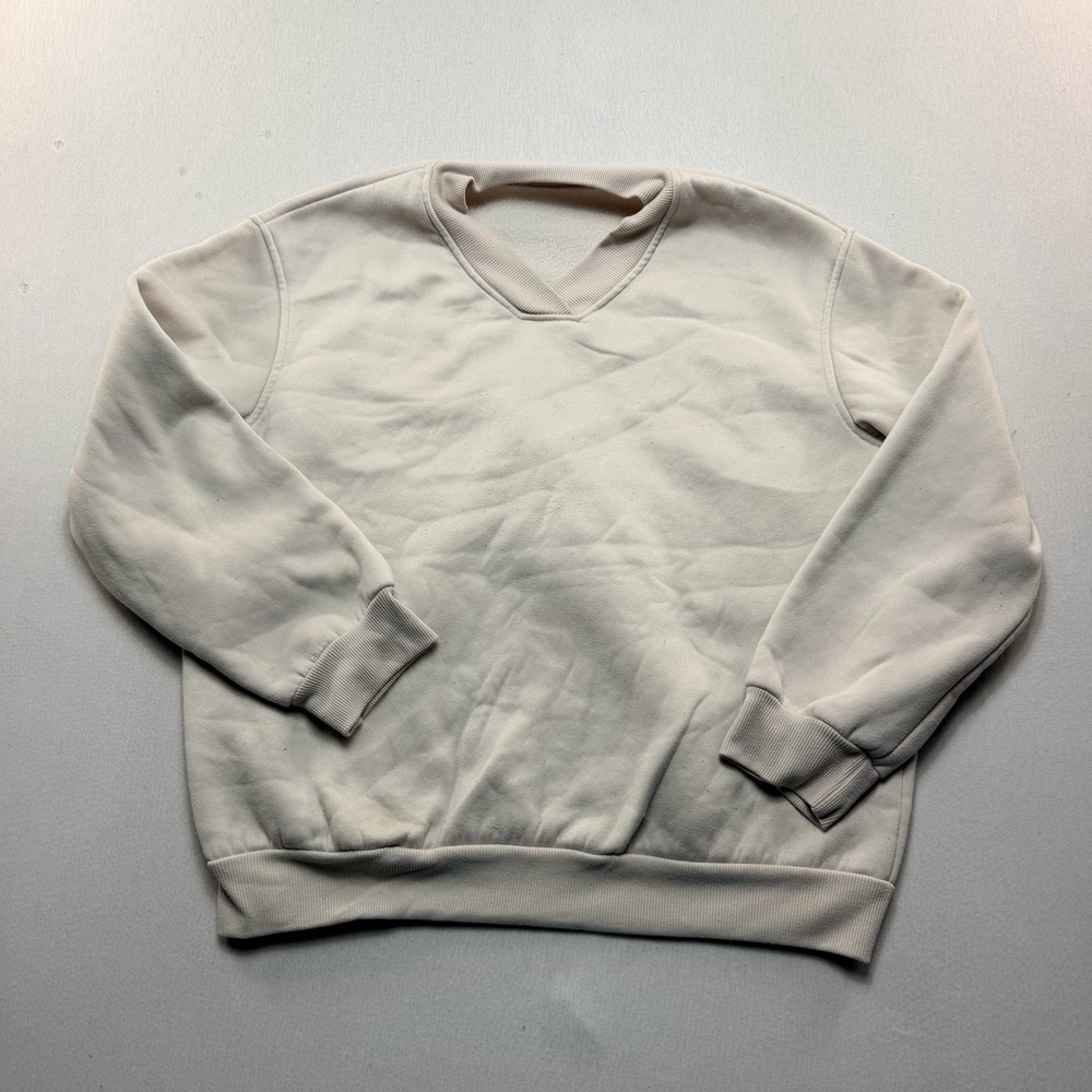 Joocy Babi Sweatshirt Women Extra Large Cream Excellent V-Neck Fleece J04390